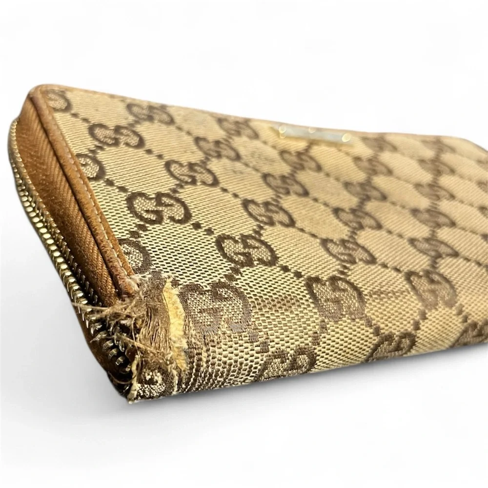 Authentic Gucci PROJECT Beige and Brown Monogram GG Zip Around Wallet - Picture 3 of 9